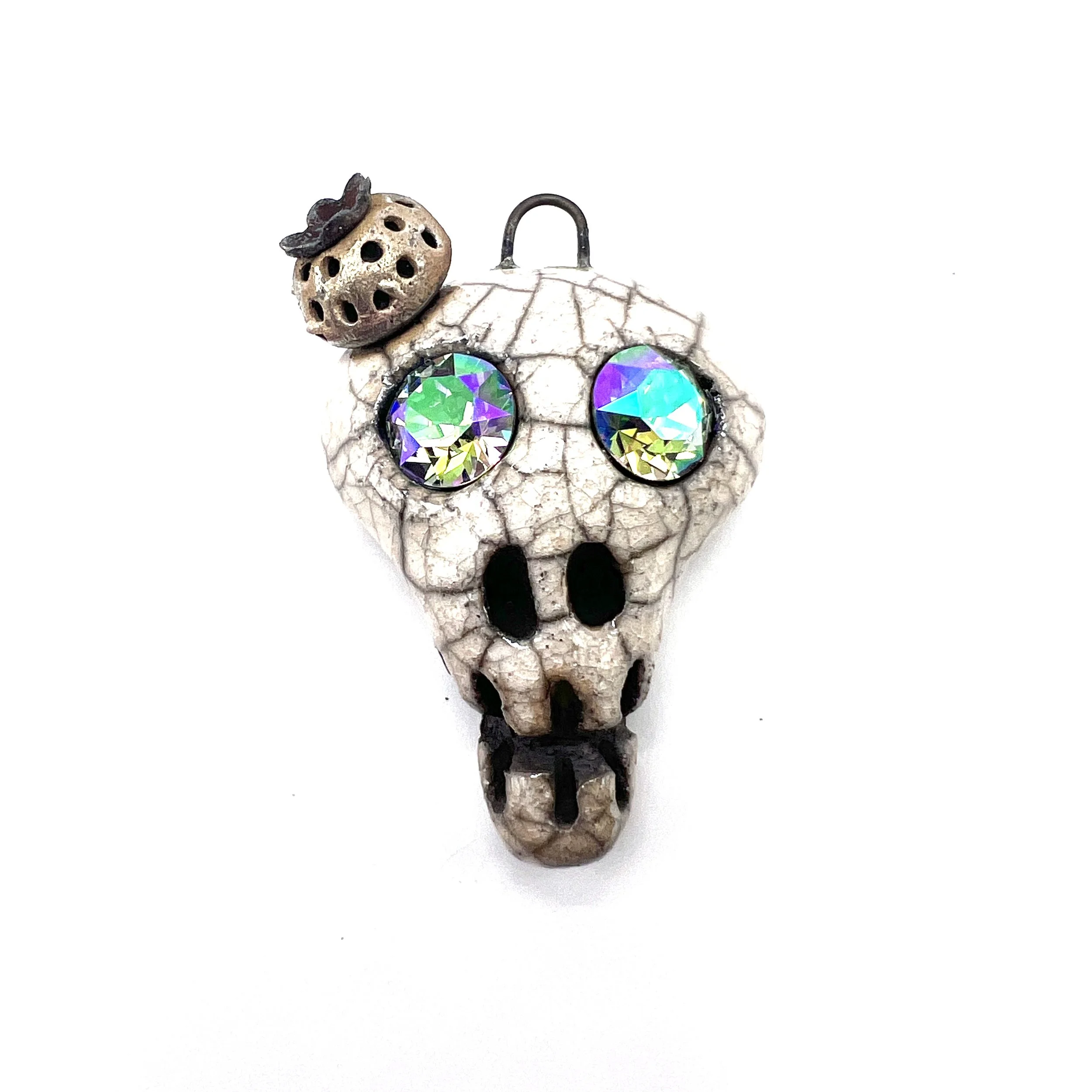 rakutao Raku Bird Bird with Legs Ceramic Pendant Raku Jewelry